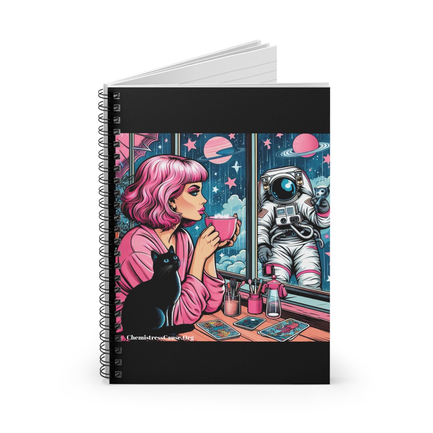 Spiral Notebook - Ruled Line (Astronaut Tarot - Pink)