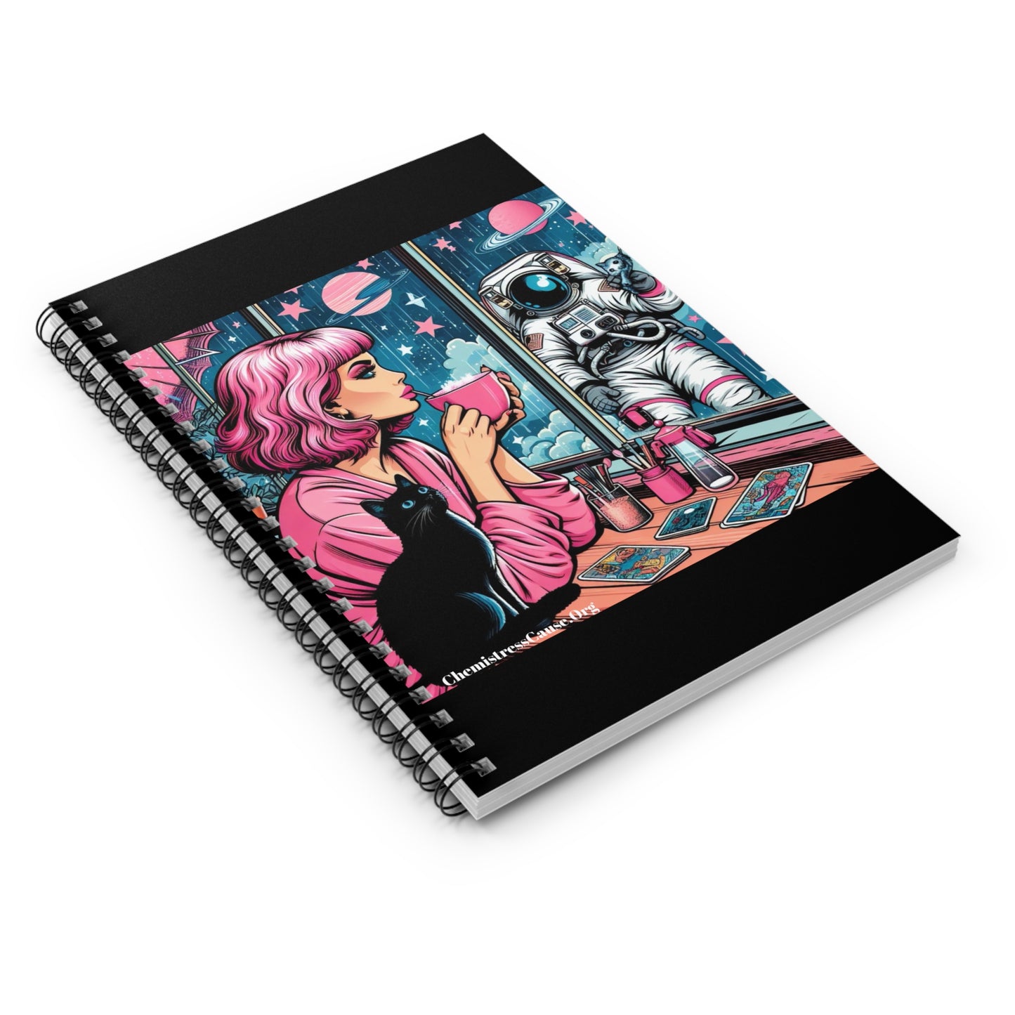 Spiral Notebook - Ruled Line (Astronaut Tarot - Pink)