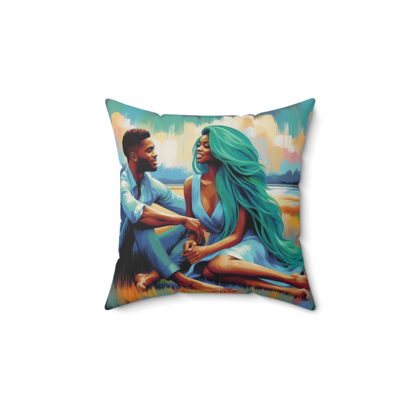 Spun Polyester Square Pillow (The marsh lovers)