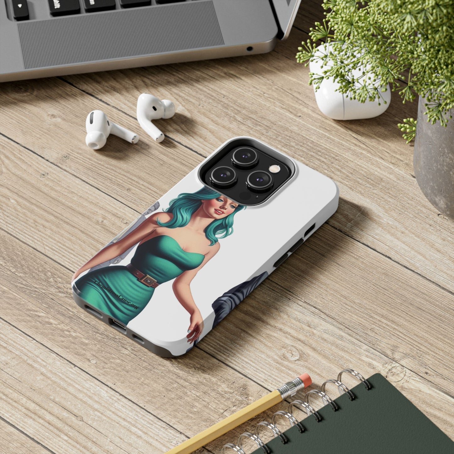 Tough Phone Cases (Lady in a teal emotion)