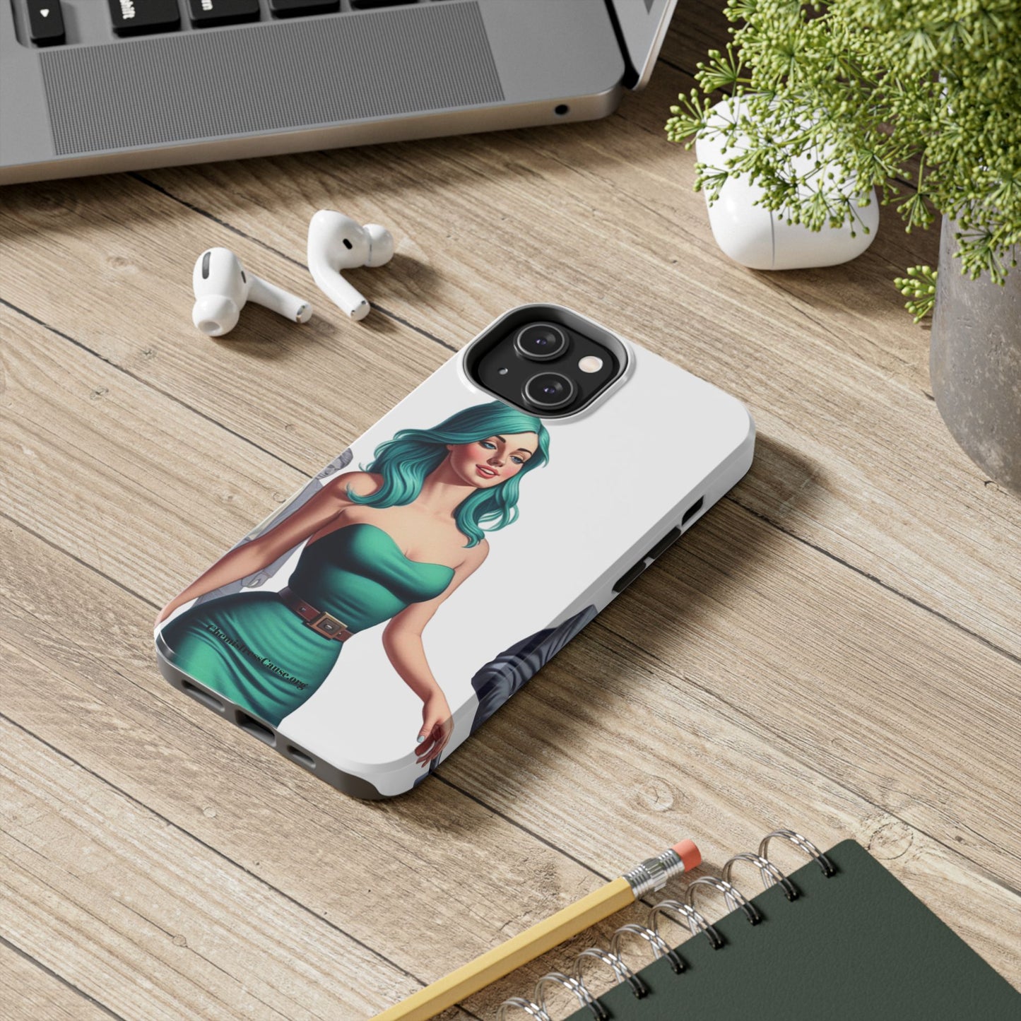 Tough Phone Cases (Lady in a teal emotion)