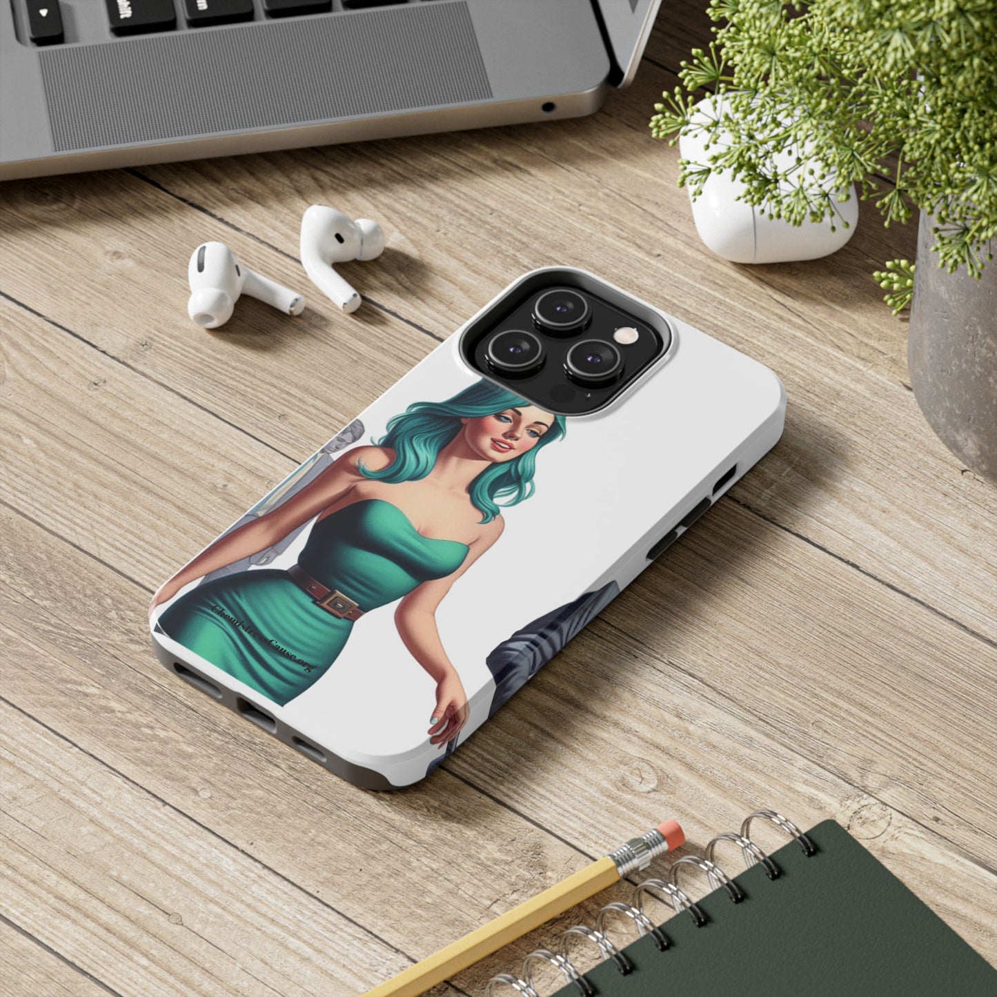 Tough Phone Cases (Lady in a teal emotion)